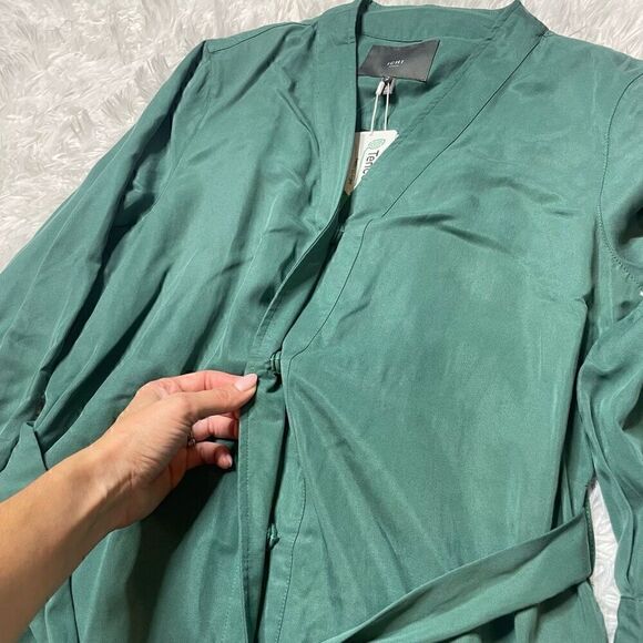 ICHI Green Blouson Snap Button Front Dress Long Sleeve Pockets Size 38 Medium - Picture 6 of 14